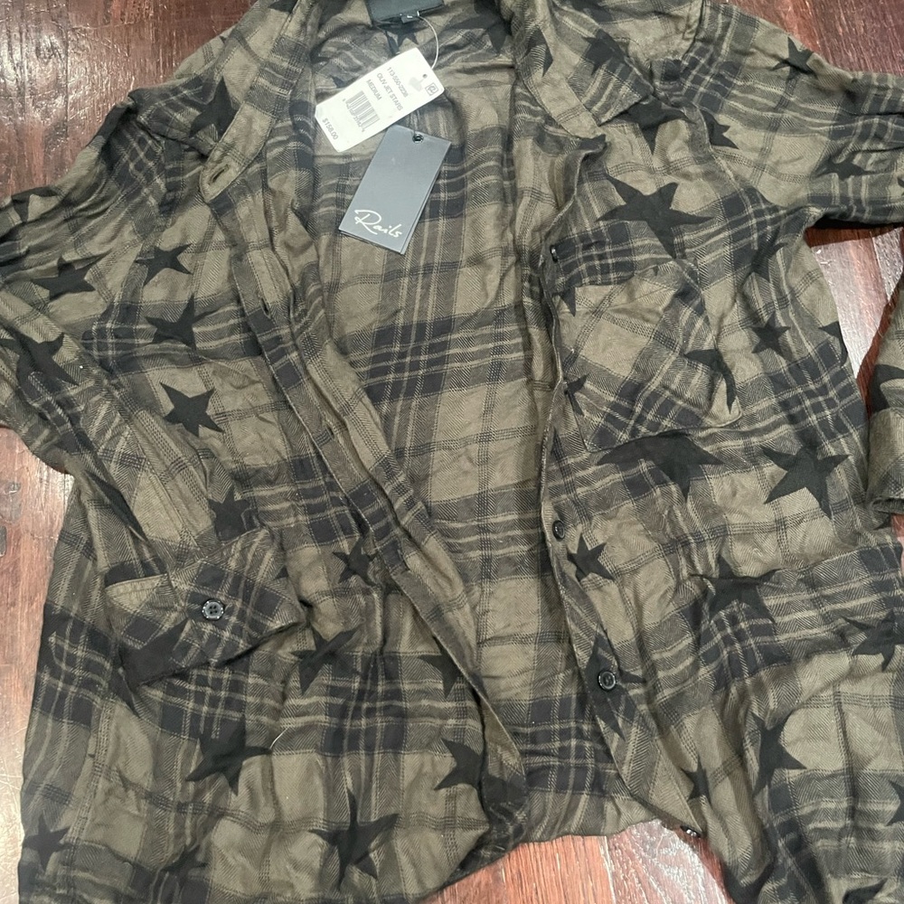 Rails Plaid Star Print Shirt - Green and Black